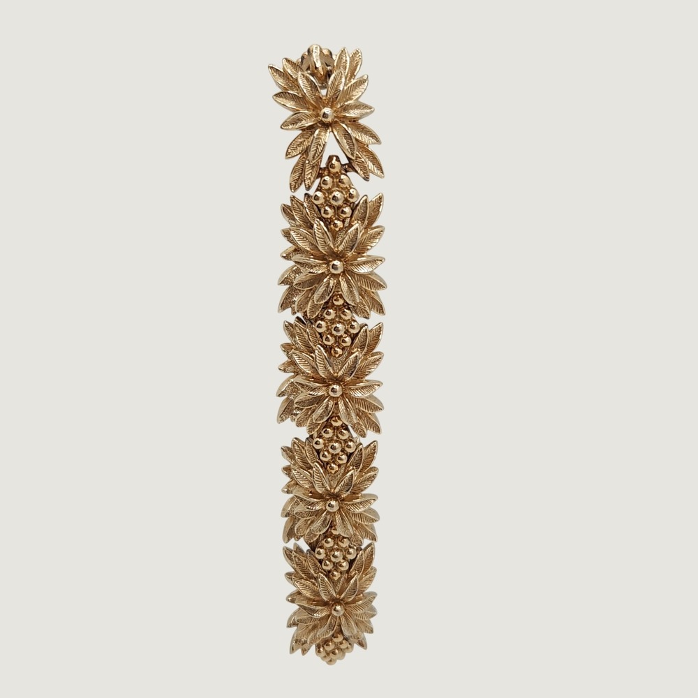 Vintage Floral Leaf Textured Link Bracelet Sarah Coventry Elegant Collectible - Picture 2 of 8
